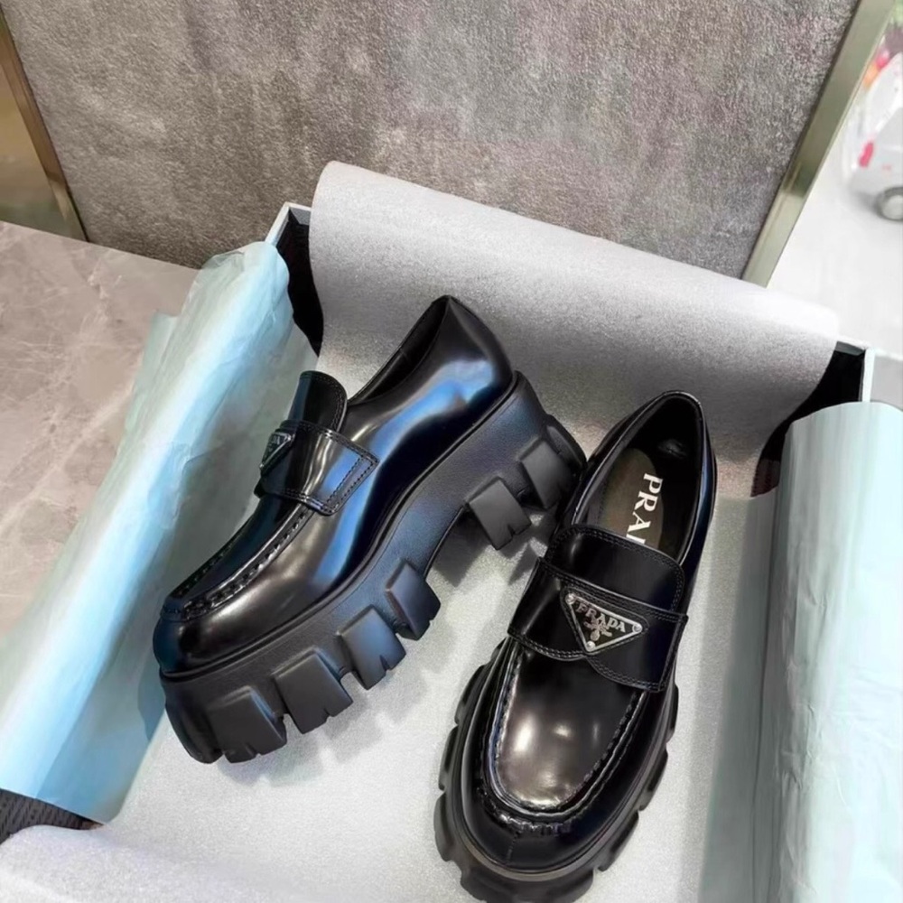 Prada Glossy Black Chunky Loafers - Picture 6 of 6